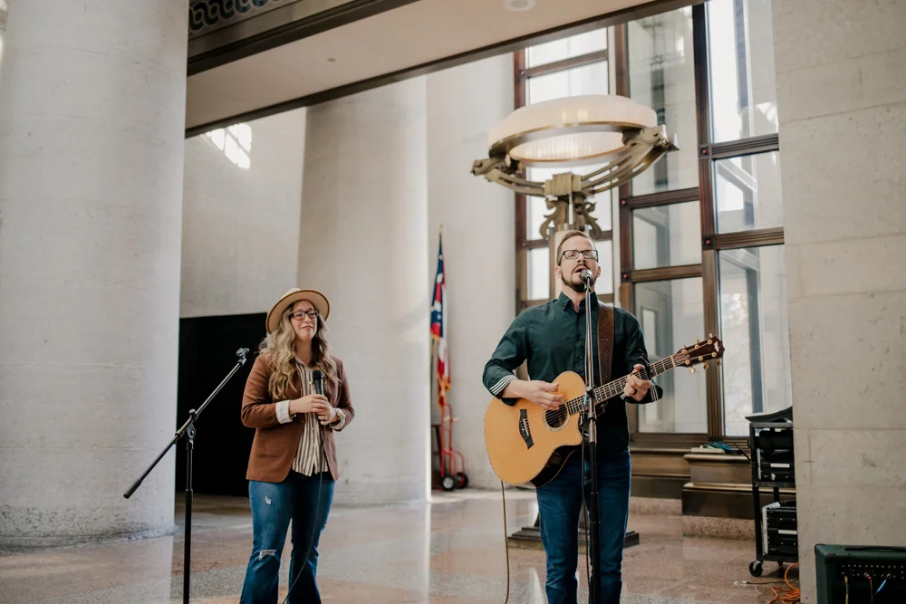 Worship, under the atrium lights