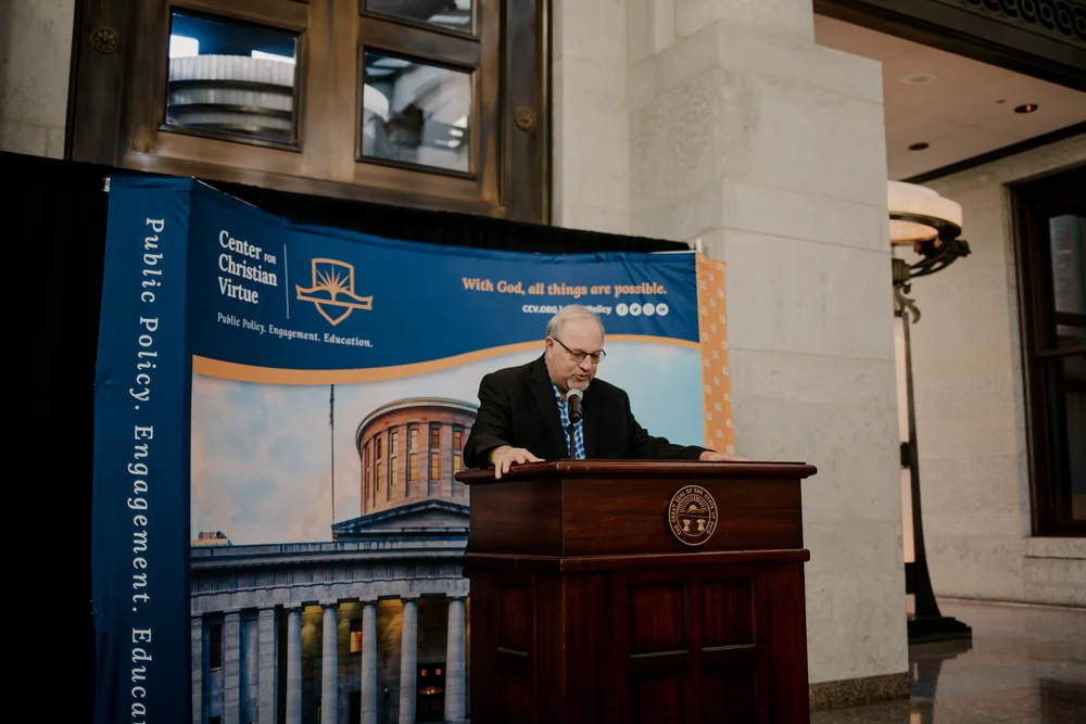 Reading from the podium