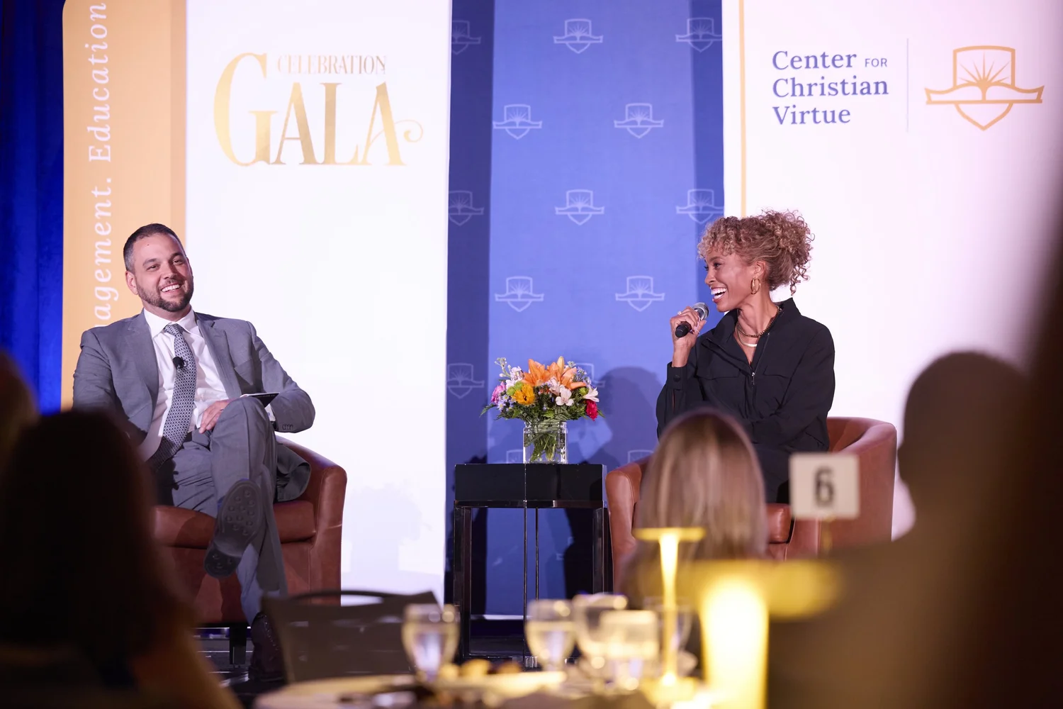 2025 Cincinnati Gala · Sage Steele and Aaron Baer on stage